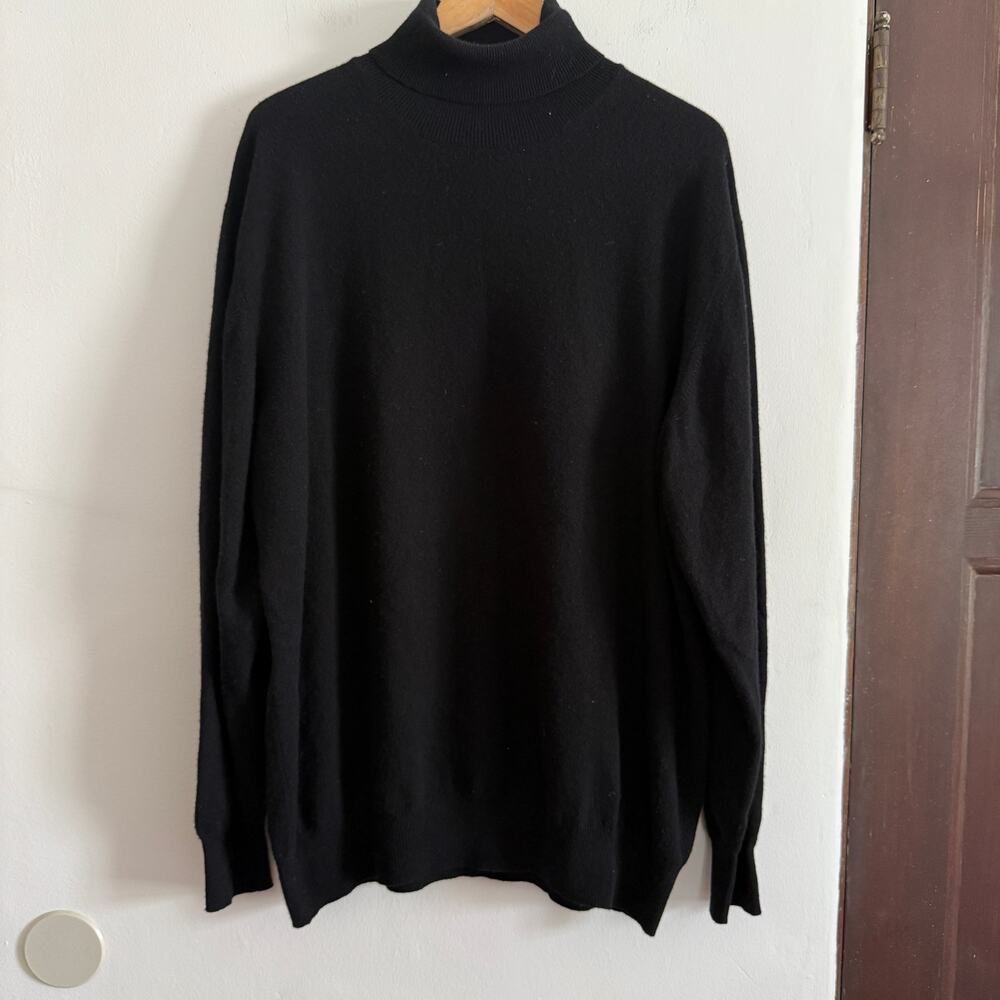 LORO PIANA | 100% Cashmere Vintage Black Classic Turtleneck | Men's Size 58 XXL